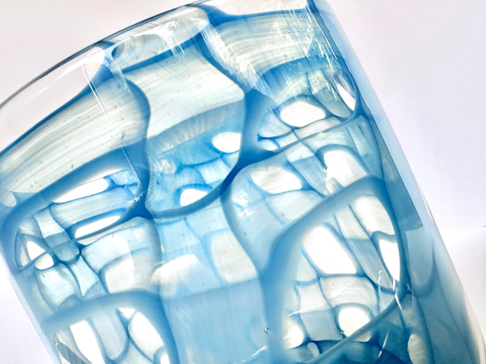 Mid 20th Century Large Blown Art Glass Vase With Iridescent Blue Pattern - 3