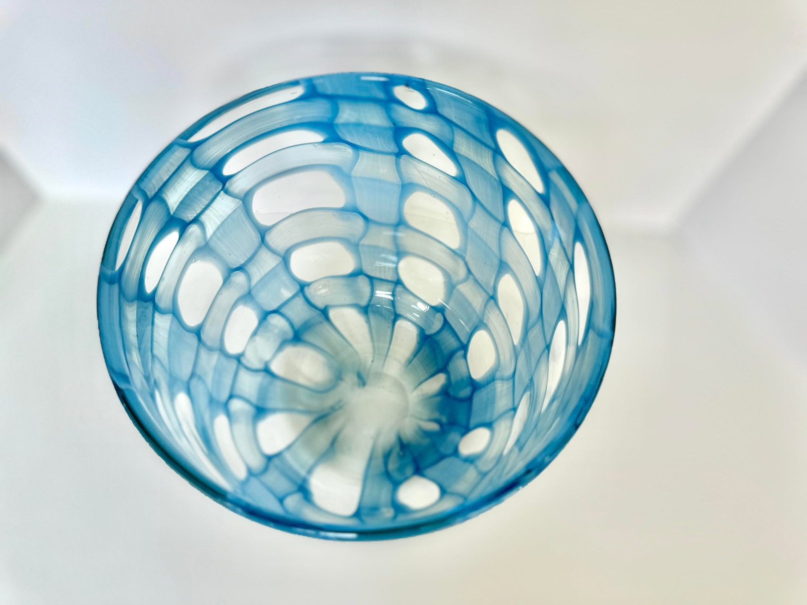 Mid 20th Century Large Blown Art Glass Vase With Iridescent Blue Pattern - 5