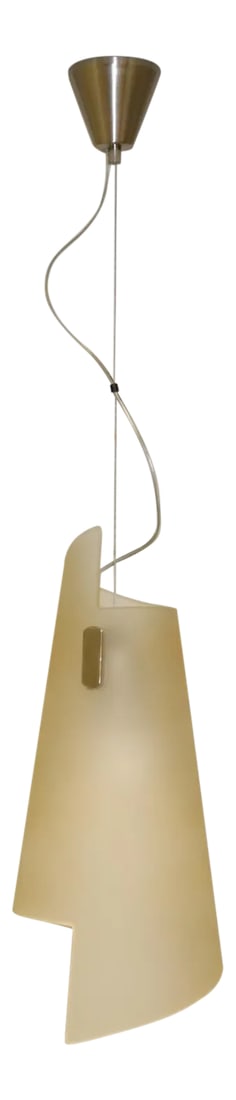 Itaca 1990s Modern Murano Luce Pendant Lamp Amber Glass: ITACA Pendant Lamp by Murano Luce, Amber Glass, Satin Finish and Brushed Nickel Metal Parts. Dimensions: Diameter 9" - Length 60" Wattage: 100W E27 Condition: Imperfections: No Imperfections