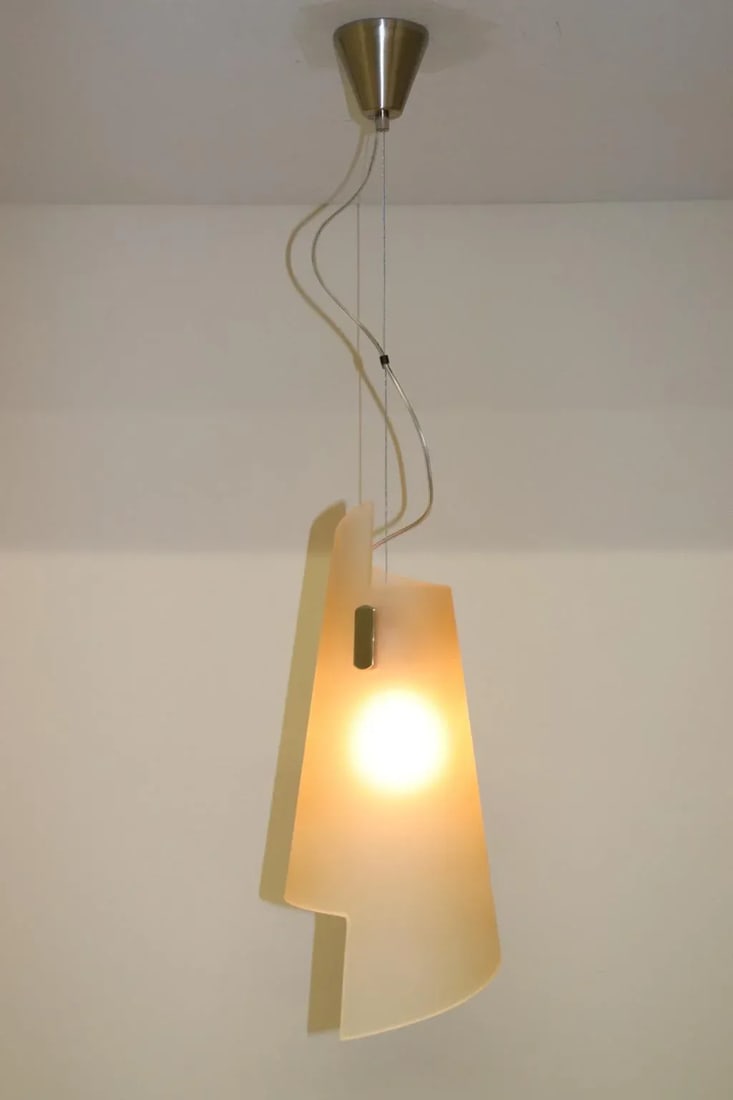 Itaca 1990s Modern Murano Luce Pendant Lamp Amber Glass - 2