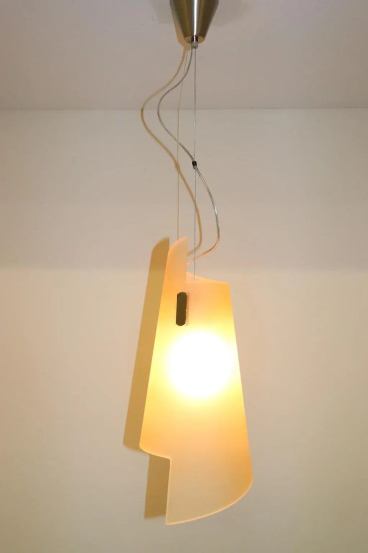 Itaca 1990s Modern Murano Luce Pendant Lamp Amber Glass - 4