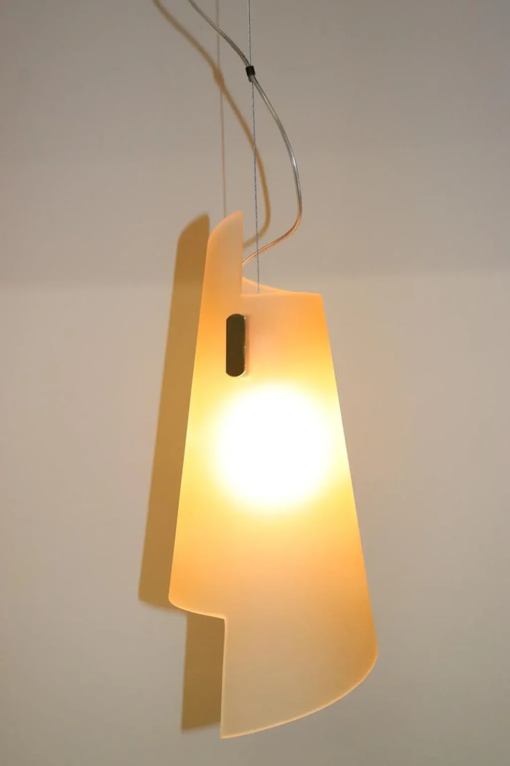 Itaca 1990s Modern Murano Luce Pendant Lamp Amber Glass - 7