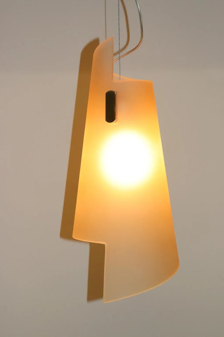 Itaca 1990s Modern Murano Luce Pendant Lamp Amber Glass - 9