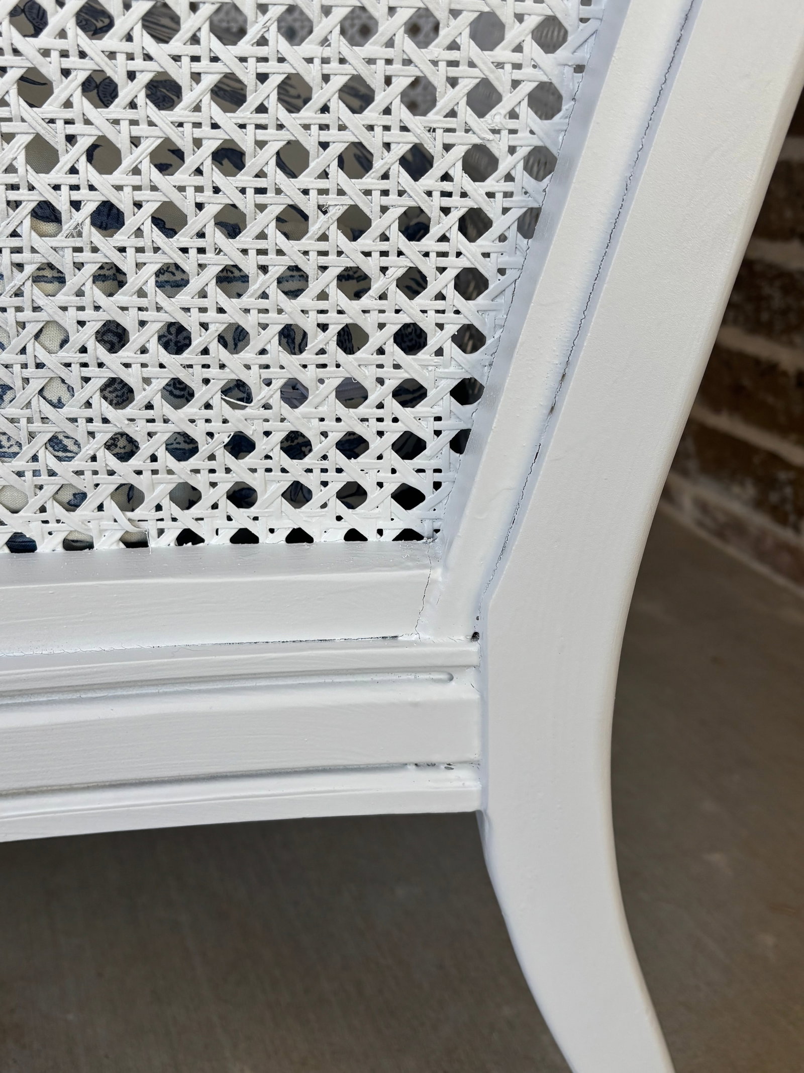 Vintage Hibriten Bernhardt Caned Armchair With Lee Jofa Oscar De La Renta Sameera Fabric - 14
