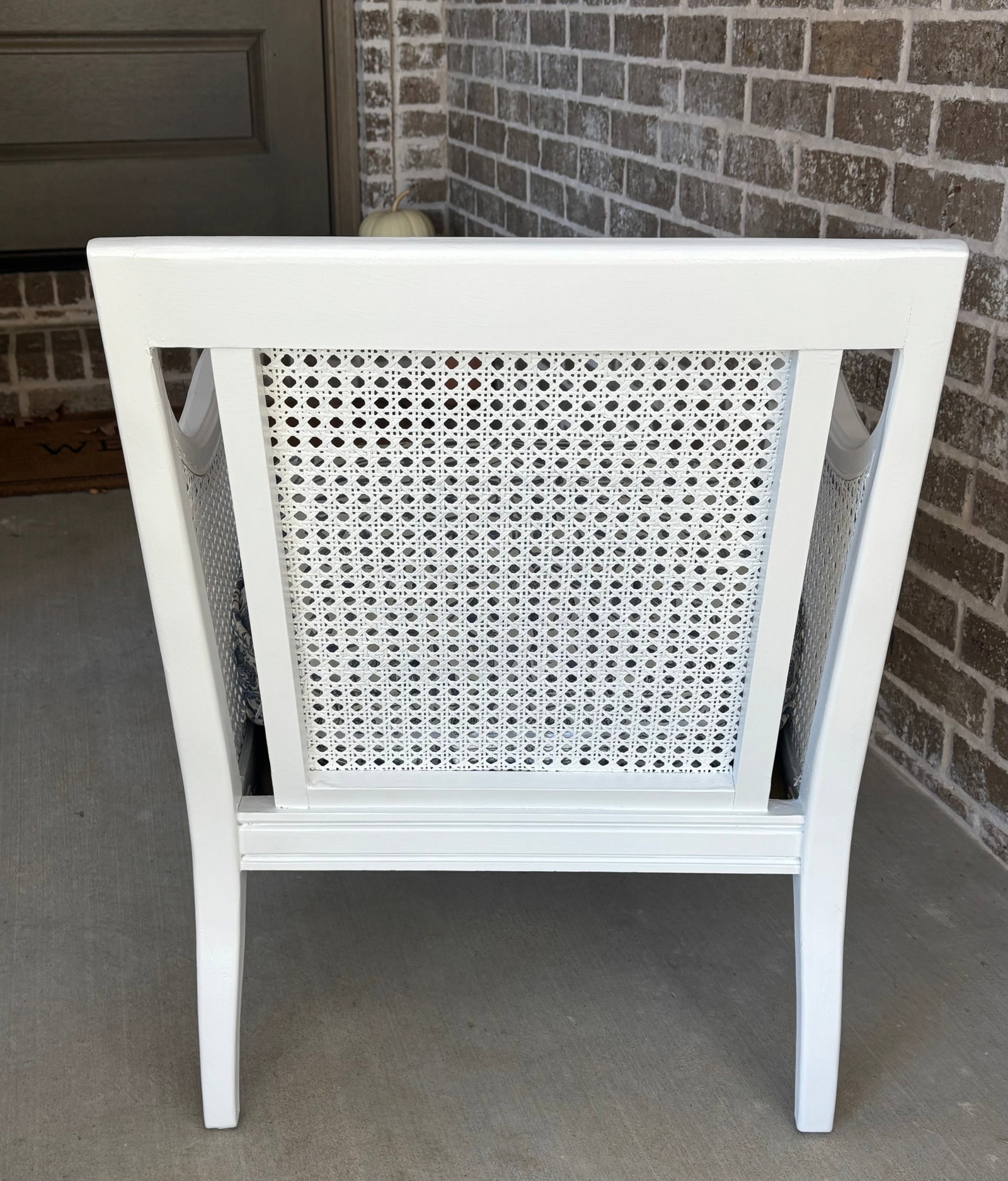 Vintage Hibriten Bernhardt Caned Armchair With Lee Jofa Oscar De La Renta Sameera Fabric - 7