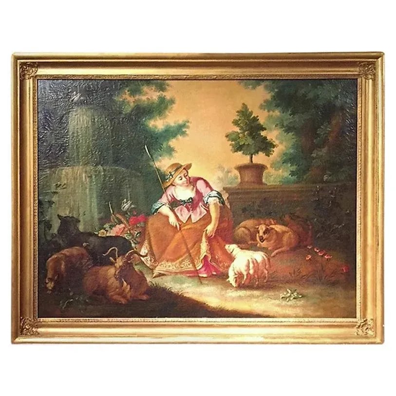After Boucher Large Rococo Styled Pastoral Scene Possibly of a Series - 12
