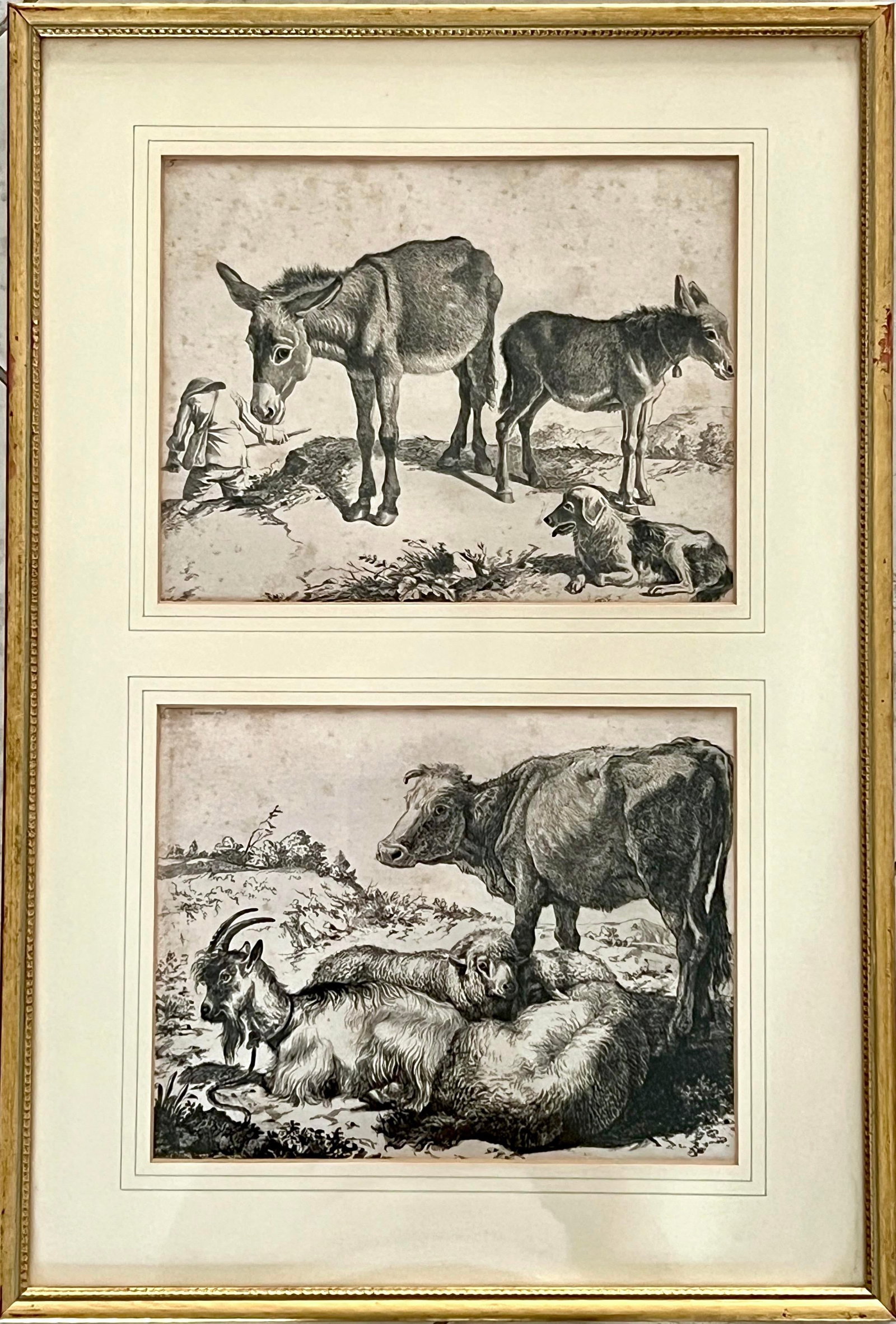Antique Italian Pastoral Scenes 1762-1763 by Francesco Londonio, Milan, Italy Set of Six Giltwood Fr - 2