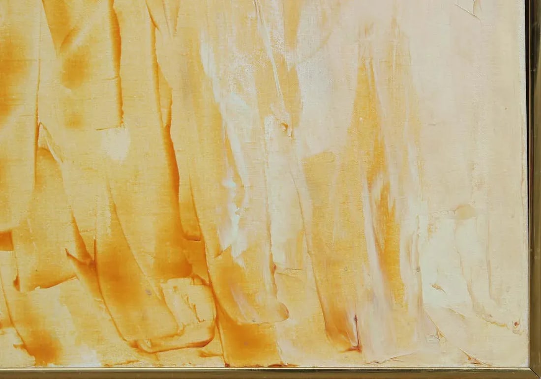 Late 20th Century Abstract Yellow and Blue Figurative Oil Painting, Framed - 9