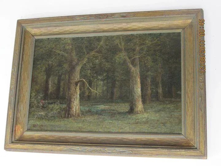 Late 19th Century Painting Oil on Canvas Forest Landscape by Henry Duessel - 2
