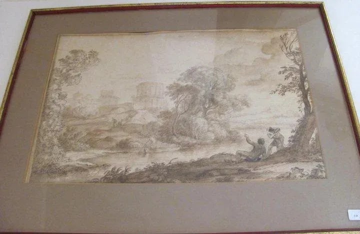 17th Century Italian Landscape Ink and Wash Painting, Framed - 2