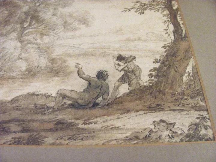 17th Century Italian Landscape Ink and Wash Painting, Framed - 6