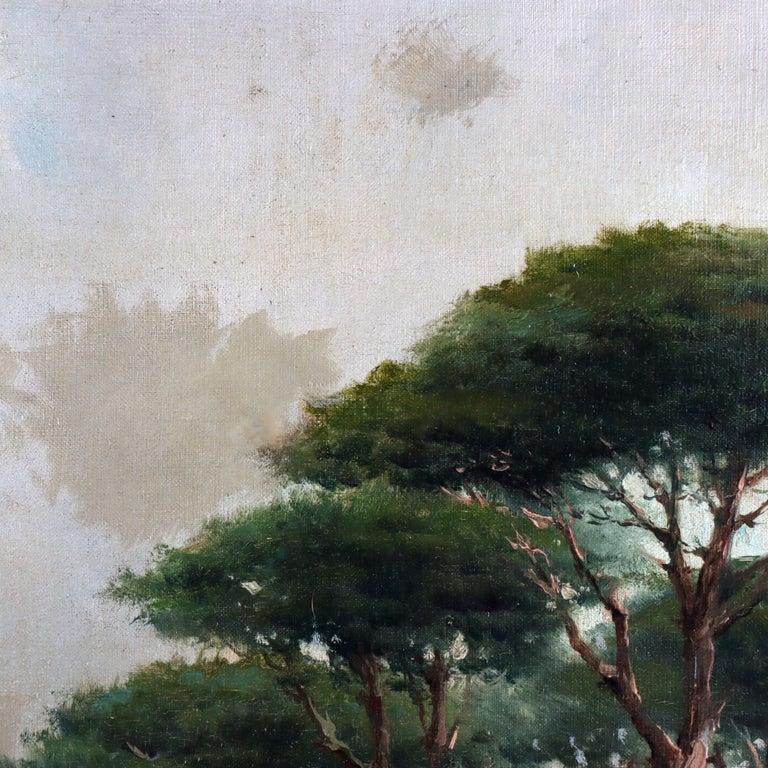 Large Antique Oil on Canvas Landscape Painting C1907 - 10