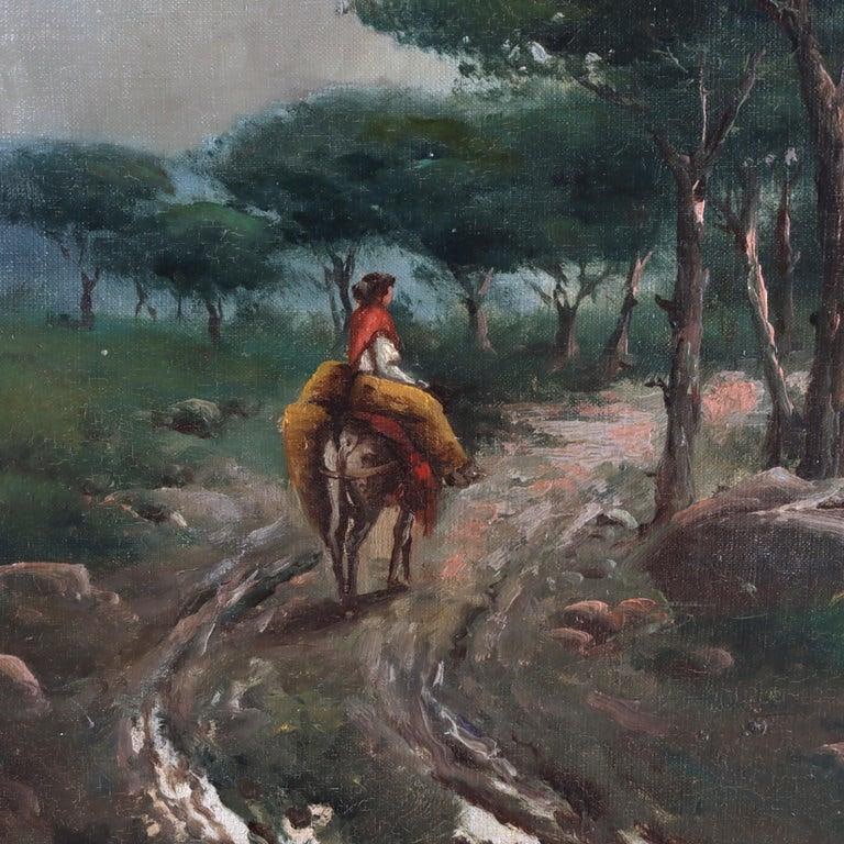 Large Antique Oil on Canvas Landscape Painting C1907 - 2