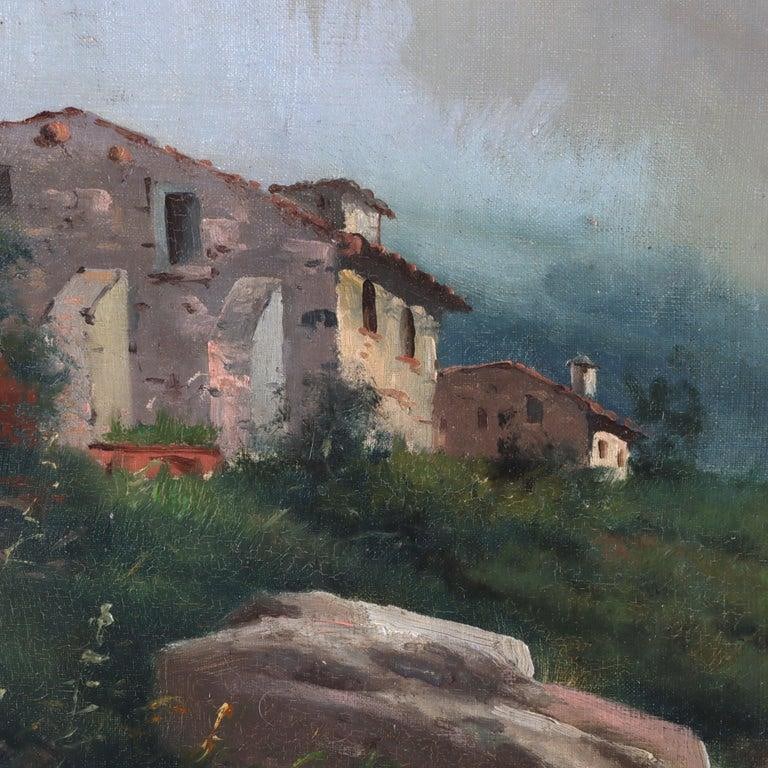 Large Antique Oil on Canvas Landscape Painting C1907 - 5