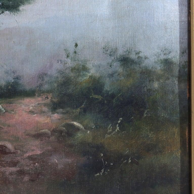 Large Antique Oil on Canvas Landscape Painting C1907 - 6