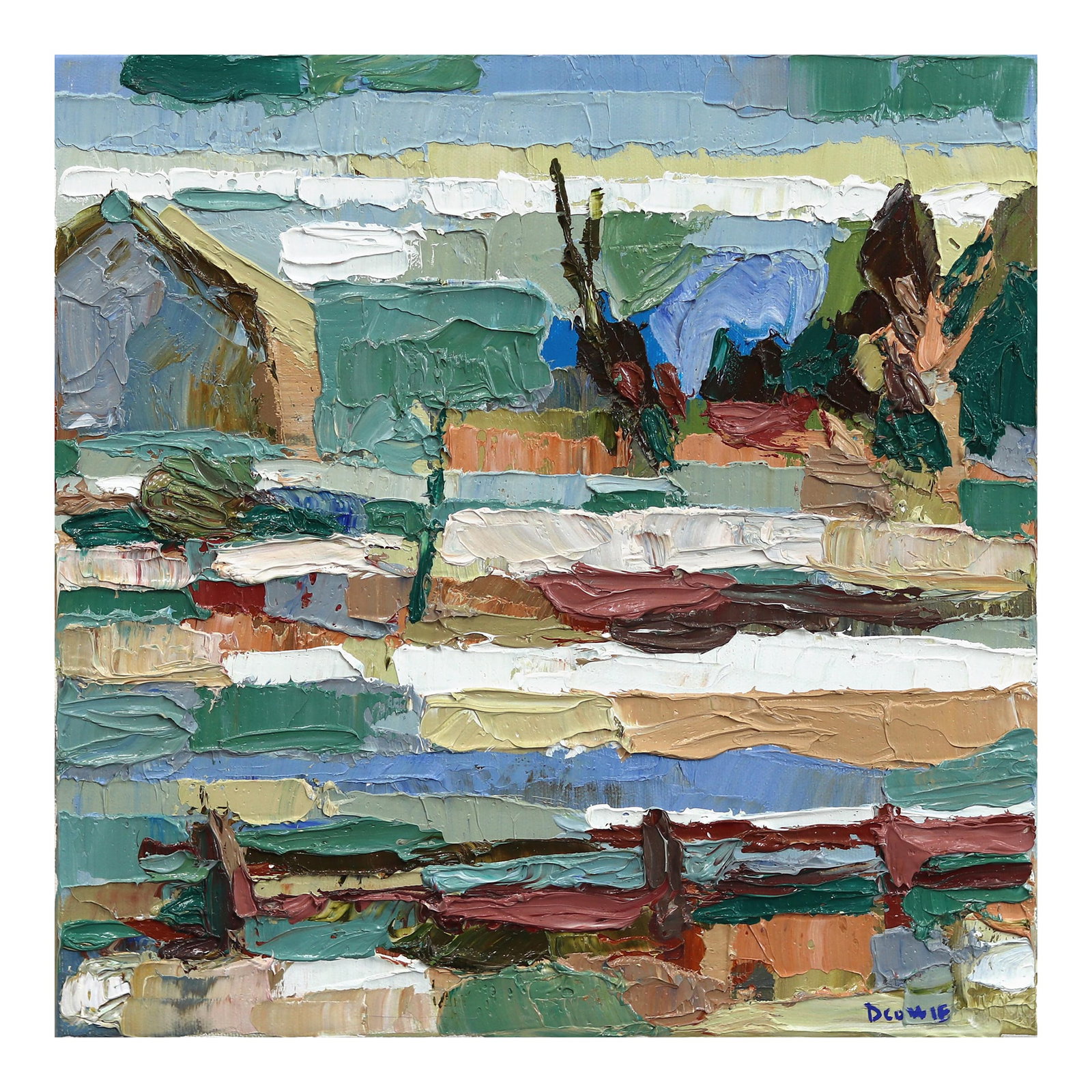Vasey Farm - Abstract Earth Tone Rural Landscape Textural Impasto Oil Original Artwork by Dana Cowie (1 of 9)