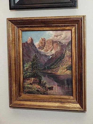 1927 Continental School Alpine Landscape Oil Painting, Framed - 8