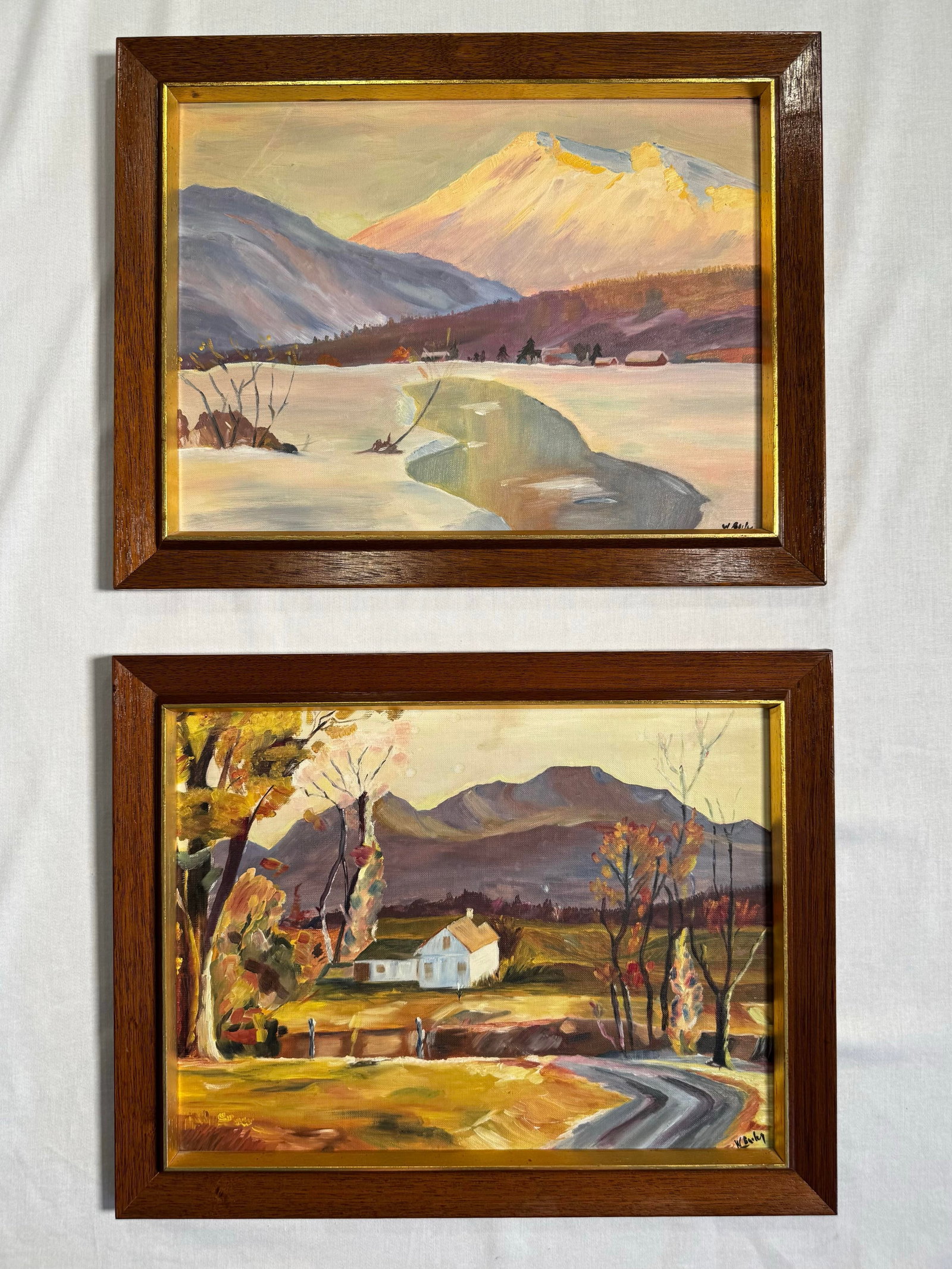 Mid 20th Century American Landscape Still Life Original Oil Paintings, a Pair - 10