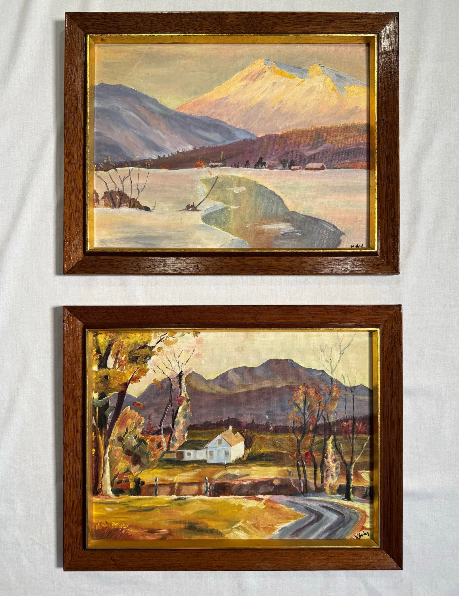 Mid 20th Century American Landscape Still Life Original Oil Paintings, a Pair - 11
