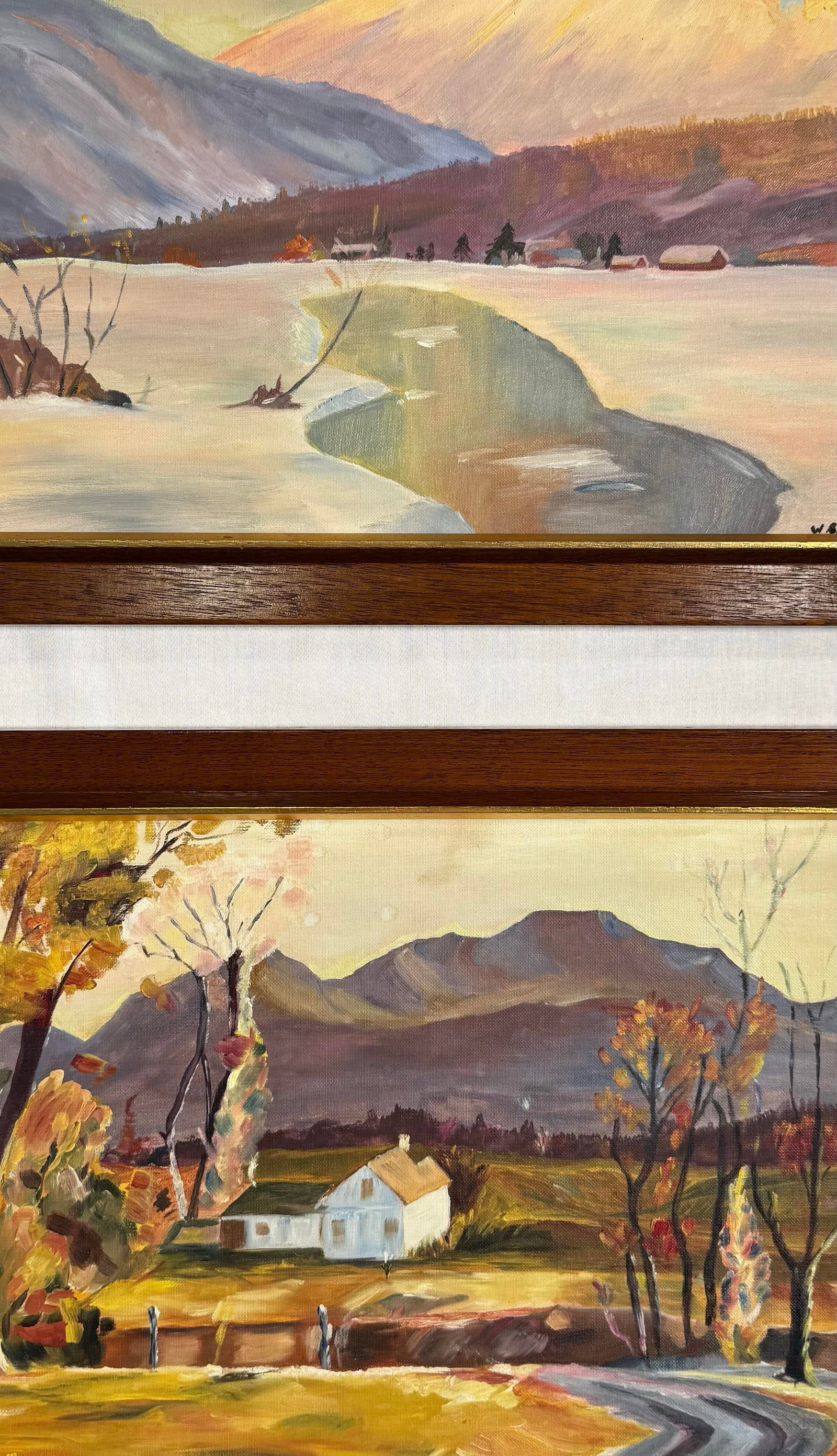 Mid 20th Century American Landscape Still Life Original Oil Paintings, a Pair - 5