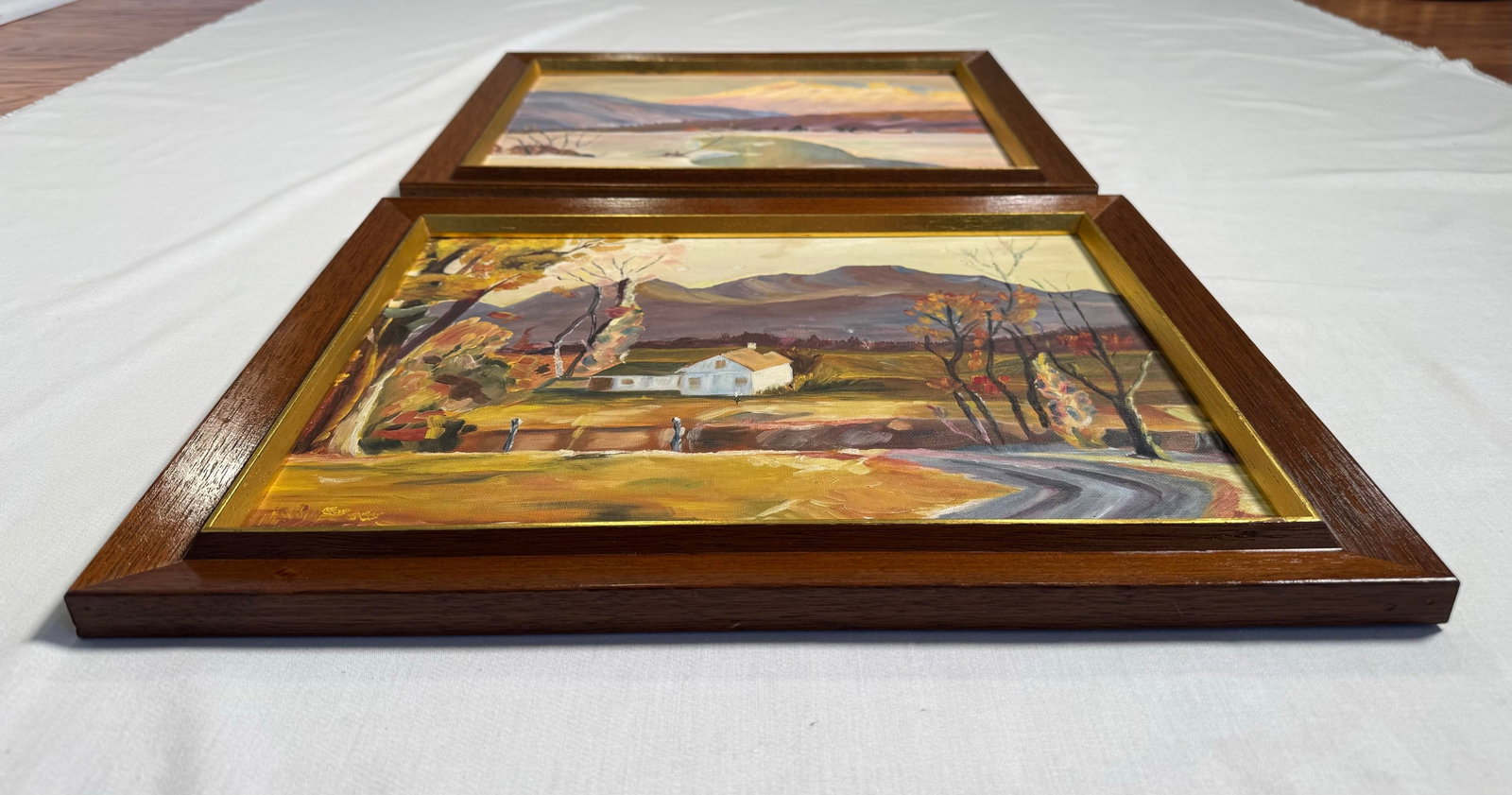 Mid 20th Century American Landscape Still Life Original Oil Paintings, a Pair - 7