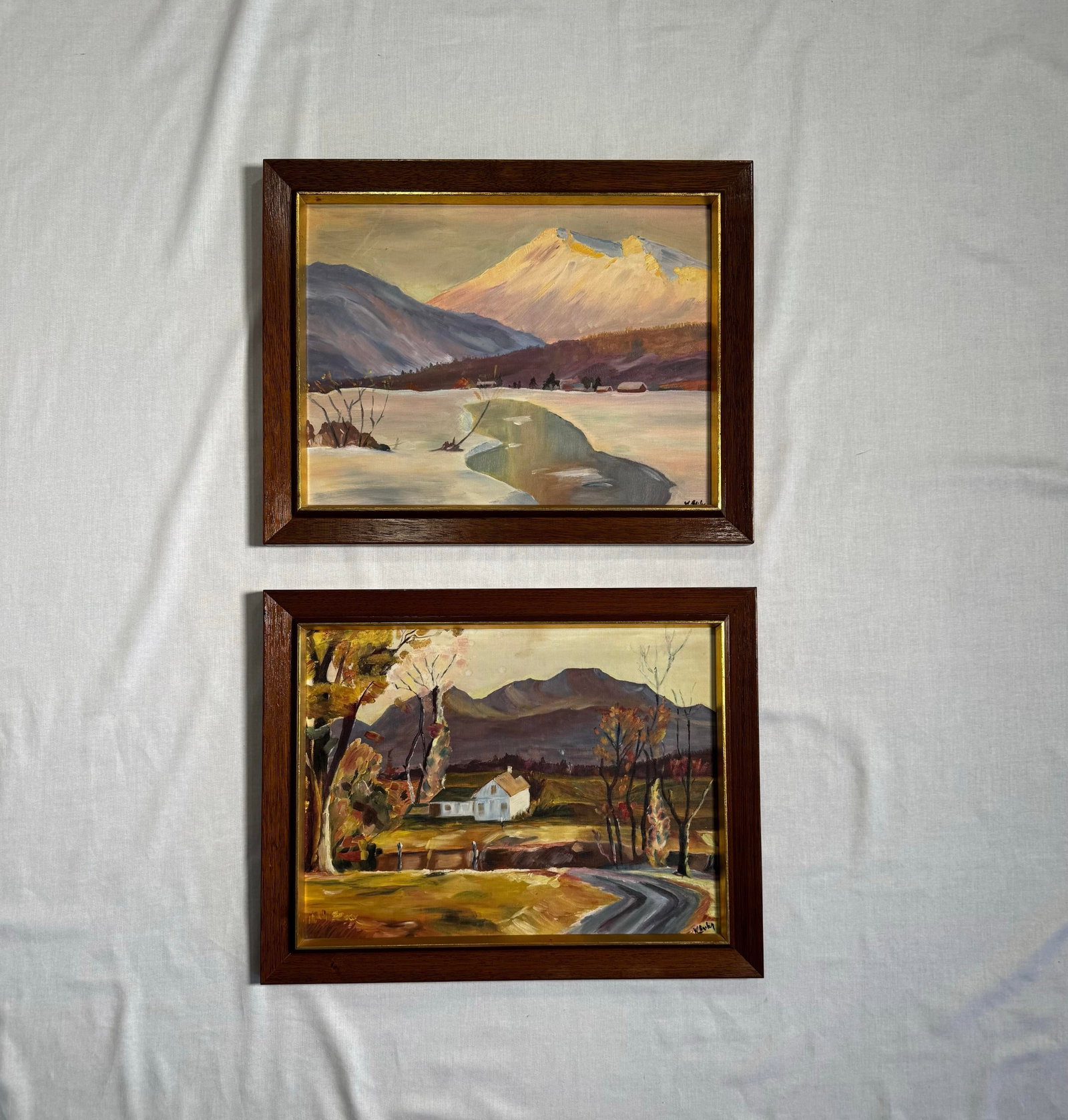 Mid 20th Century American Landscape Still Life Original Oil Paintings, a Pair - 8