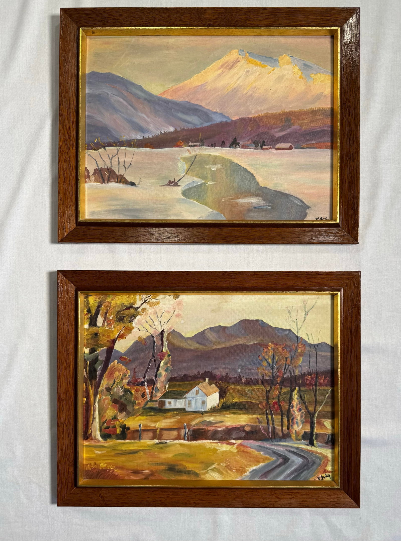 Mid 20th Century American Landscape Still Life Original Oil Paintings, a Pair - 9