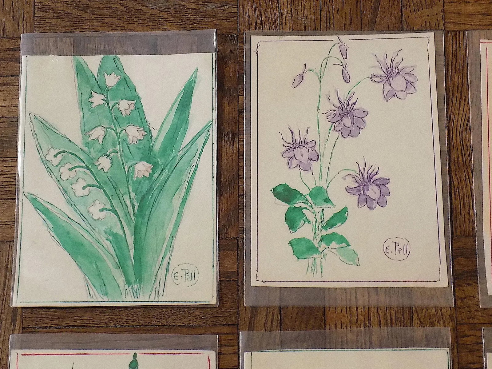 Original Vintage Mid 20th C. Watercolors-Floral Still Life-E. Pell-Set of 12 - 2