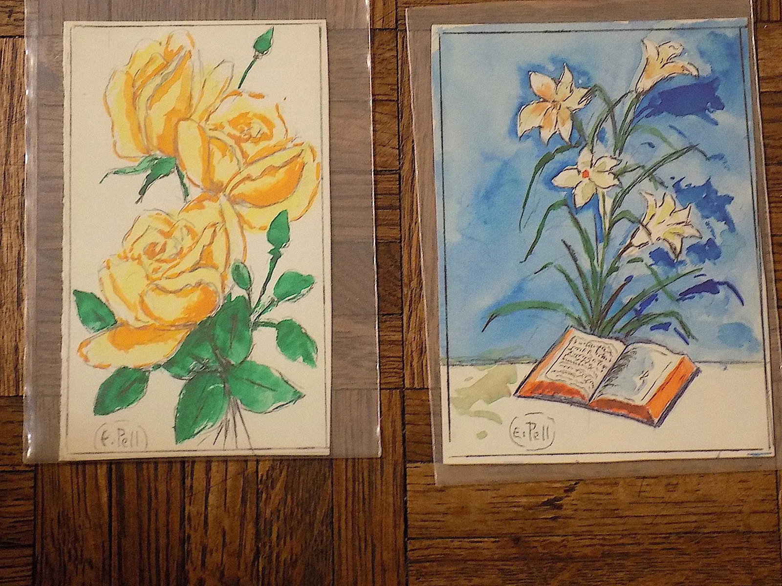 Original Vintage Mid 20th C. Watercolors-Floral Still Life-E. Pell-Set of 12 - 6
