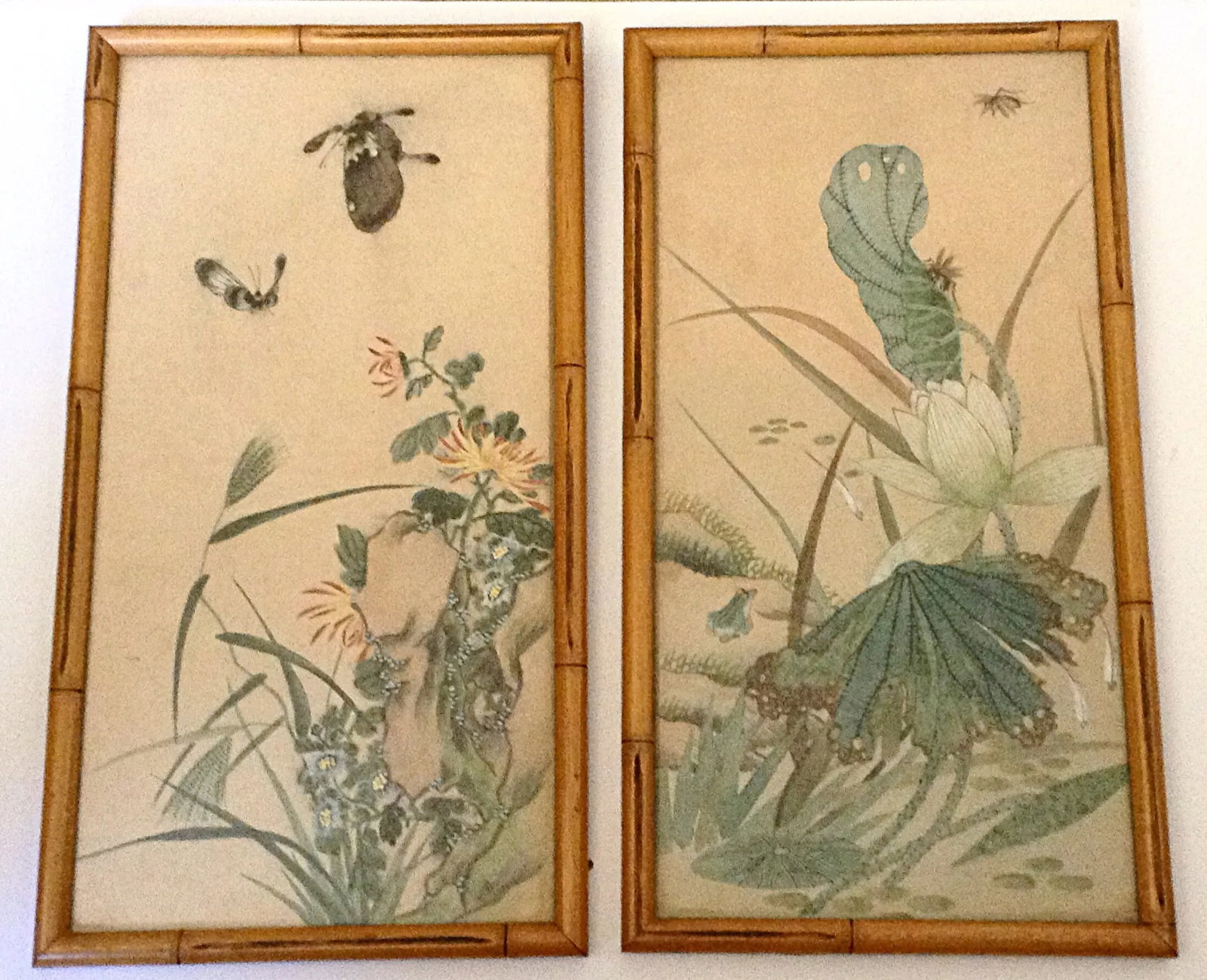 Japanese Watercolors of Flora and Fauna - a Pair - 2