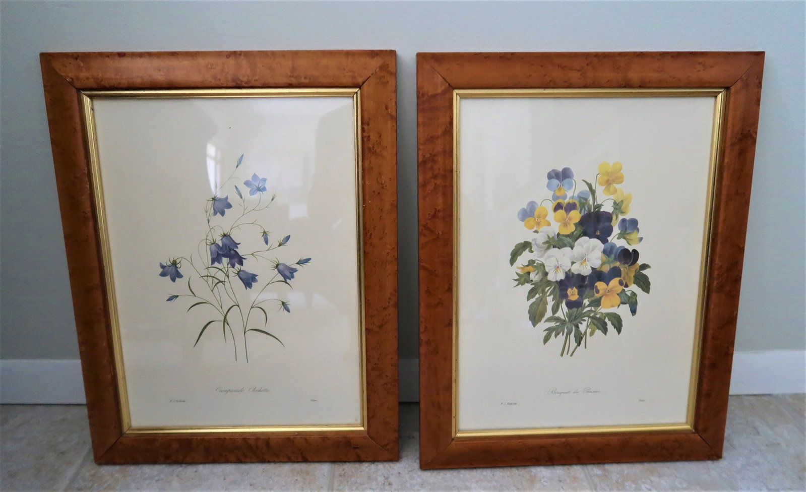 Vintage Burlwood Framed Botanical Print Pierre-Joseph Redoute - a Pair - 8