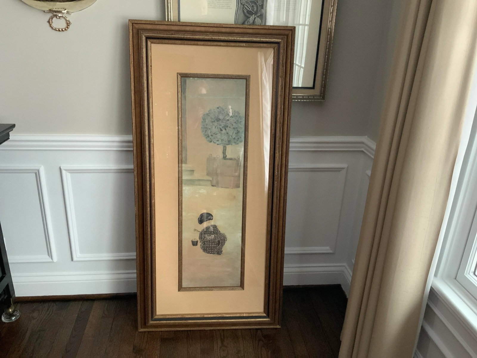 Late 20th Century "Asian Girl in the Garden" Watercolor Painting, Framed - 12