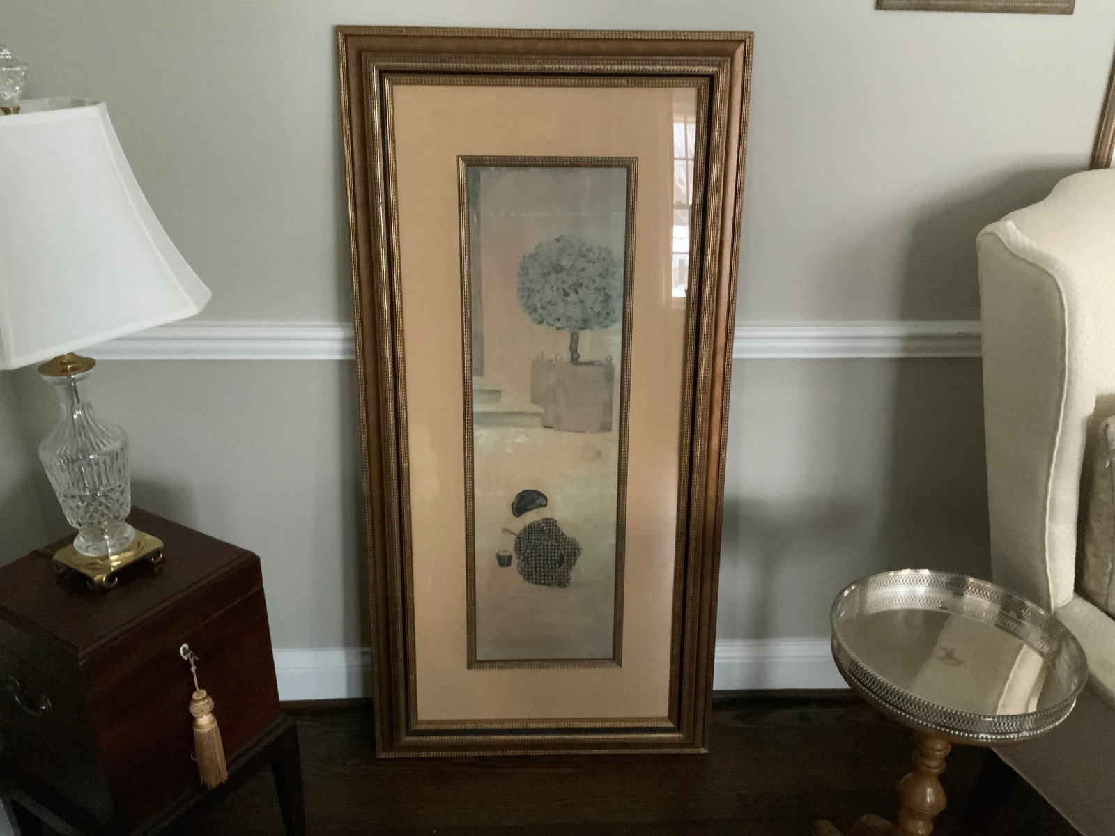Late 20th Century "Asian Girl in the Garden" Watercolor Painting, Framed - 2