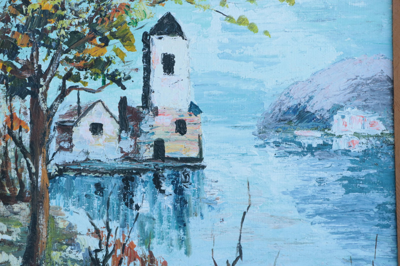 Vintage Coastal Painting Framed in Reclaimed Wood - 4