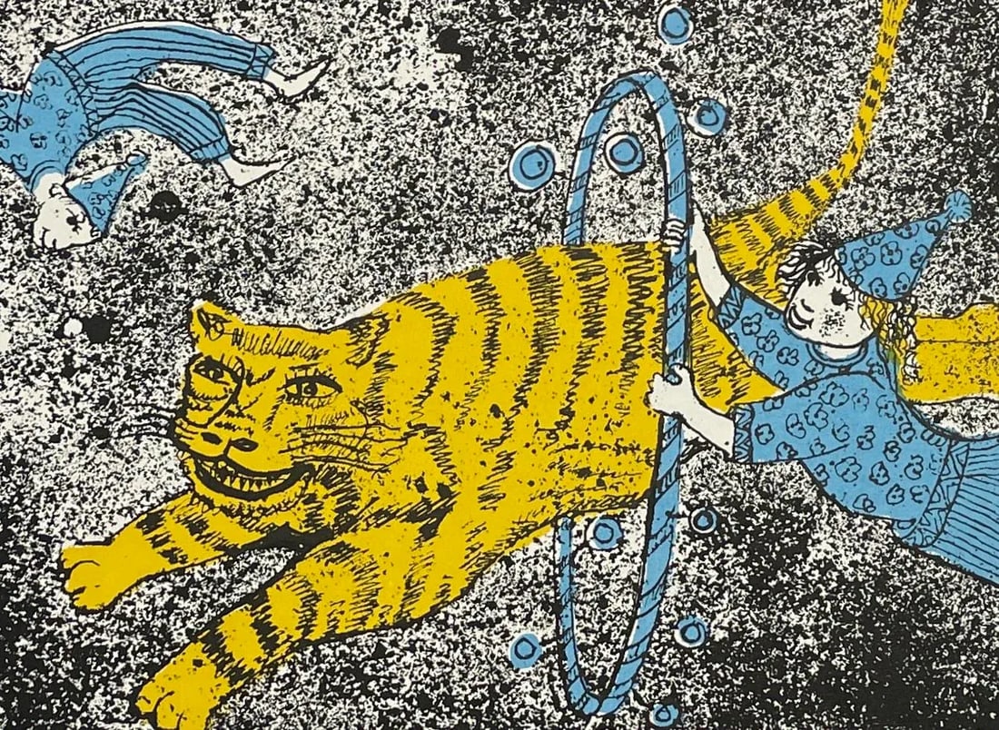 1960s Tiger Circus Fantasy Lithograph - 2