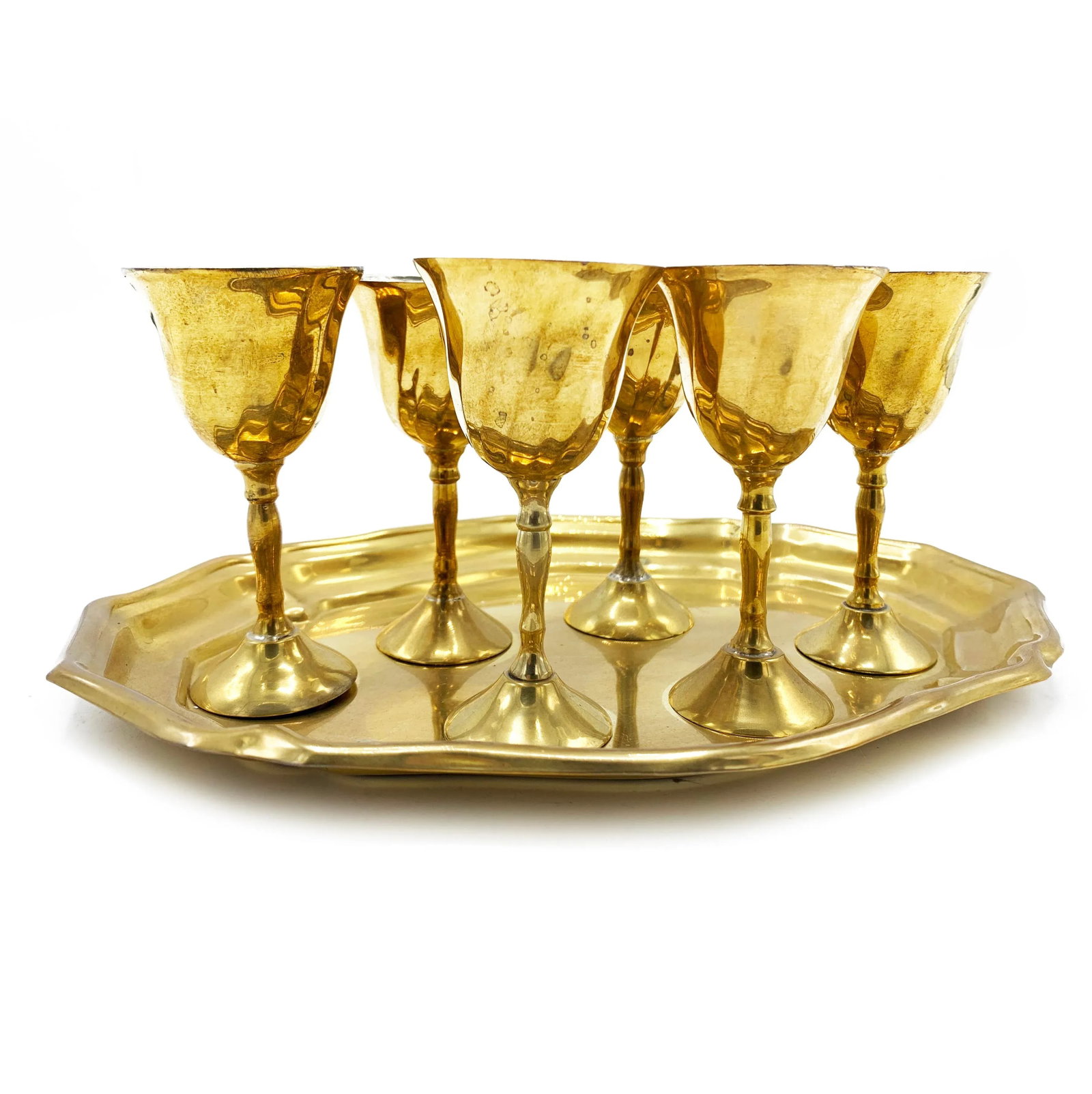 Mid-Century Brass Aperitif Serving Set - 7 Pieces - 3