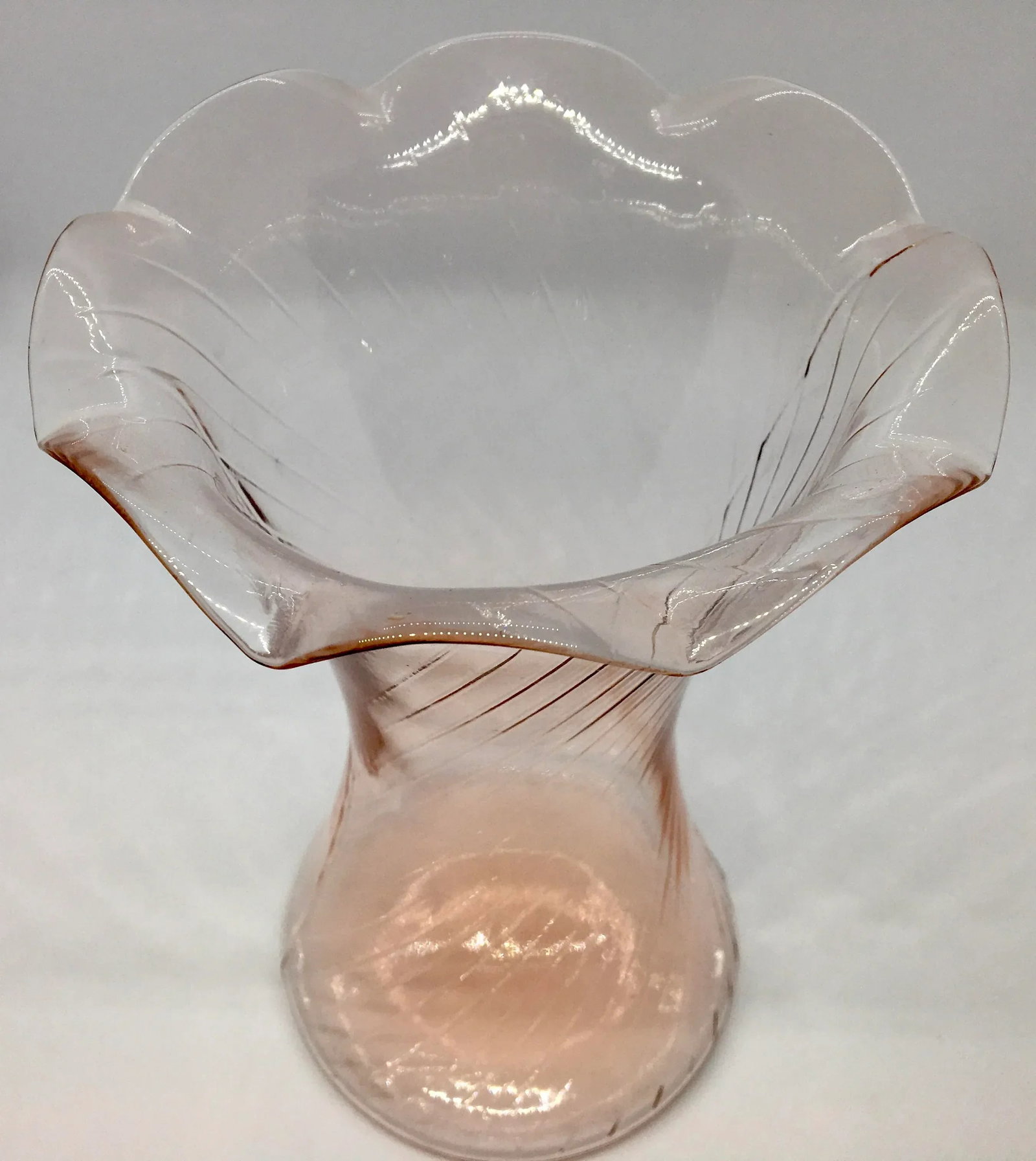 Vintage Pink Depression Glass Vase - 2