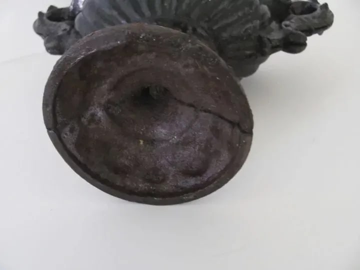 American Small Cast Iron Garden Urn Footed - 2