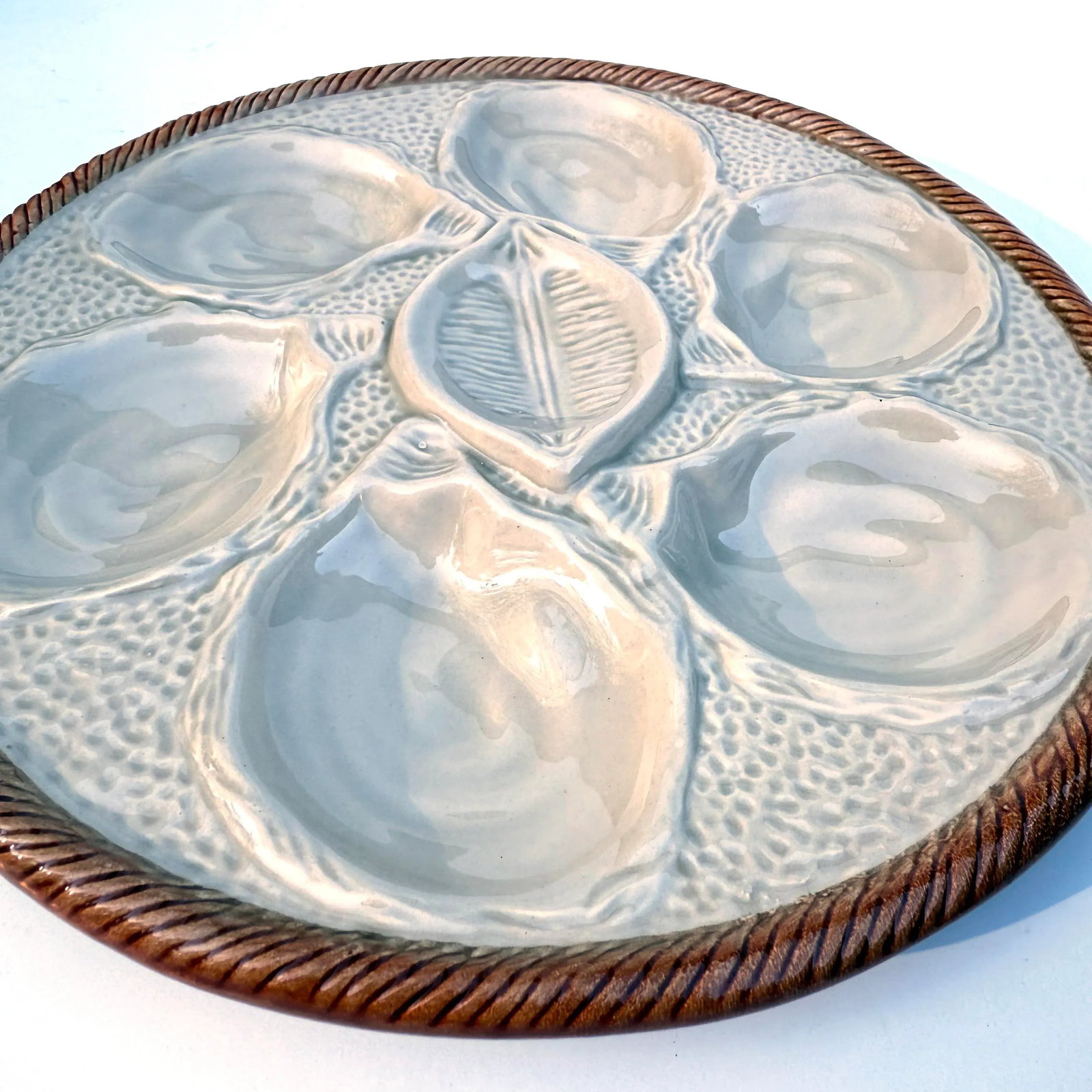 Mid-Century French Majolica Oyster Plate by Saint Clement - 2