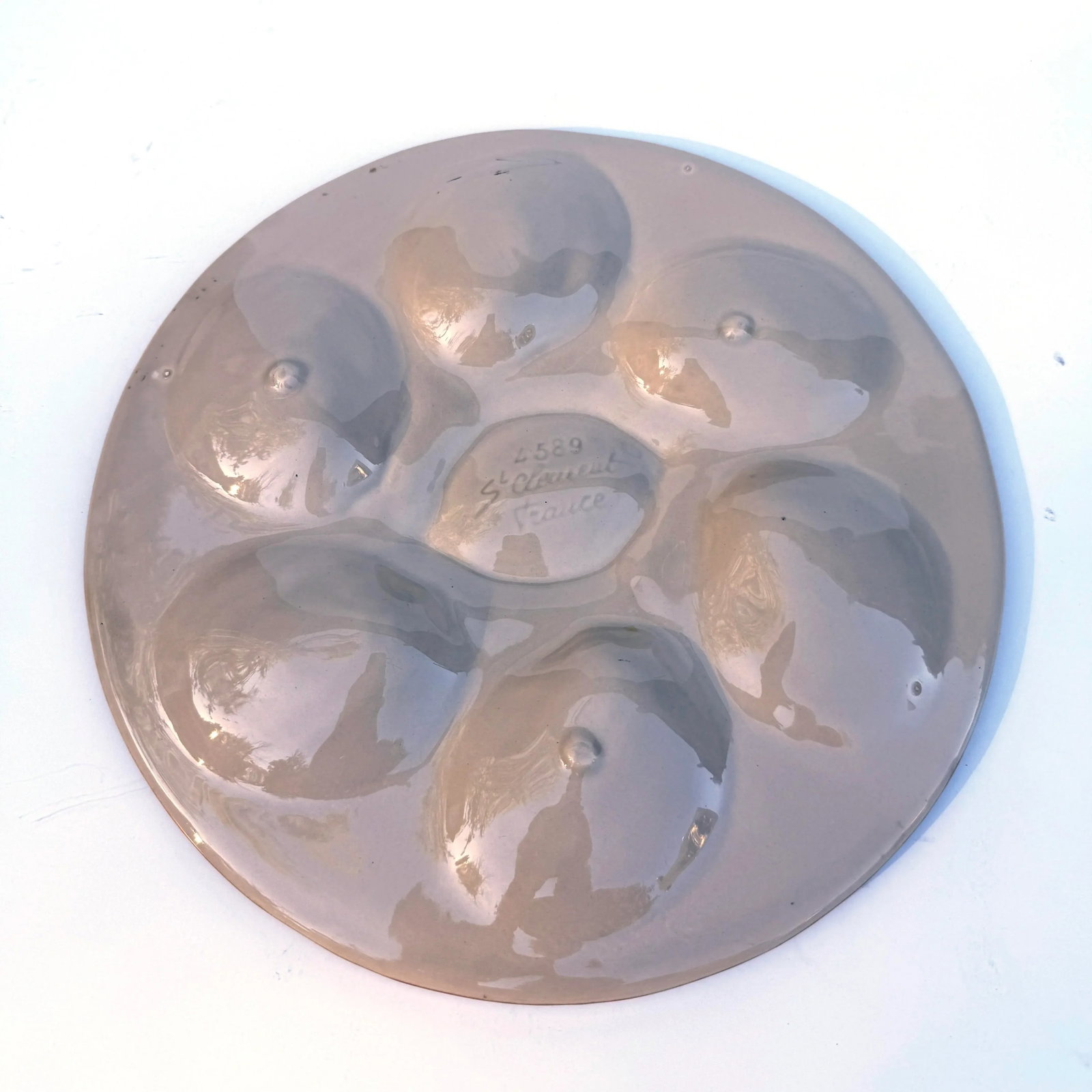 Mid-Century French Majolica Oyster Plate by Saint Clement - 6