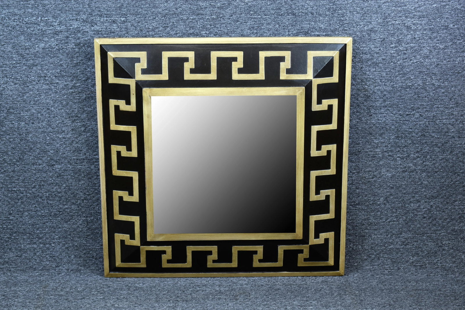 Black Carved Greek Key Accent Beveled Mirror by Sterling - 11