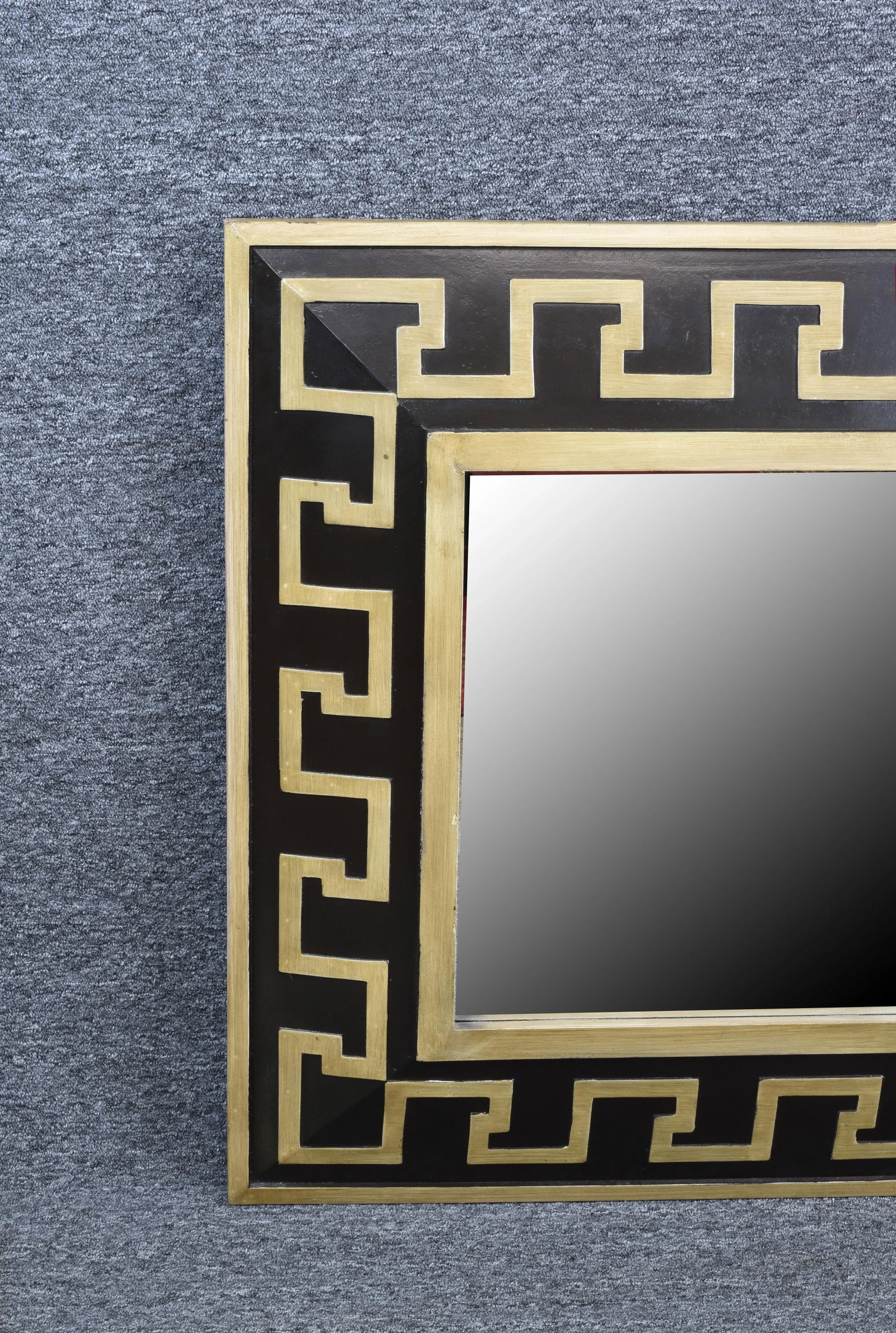 Black Carved Greek Key Accent Beveled Mirror by Sterling - 7