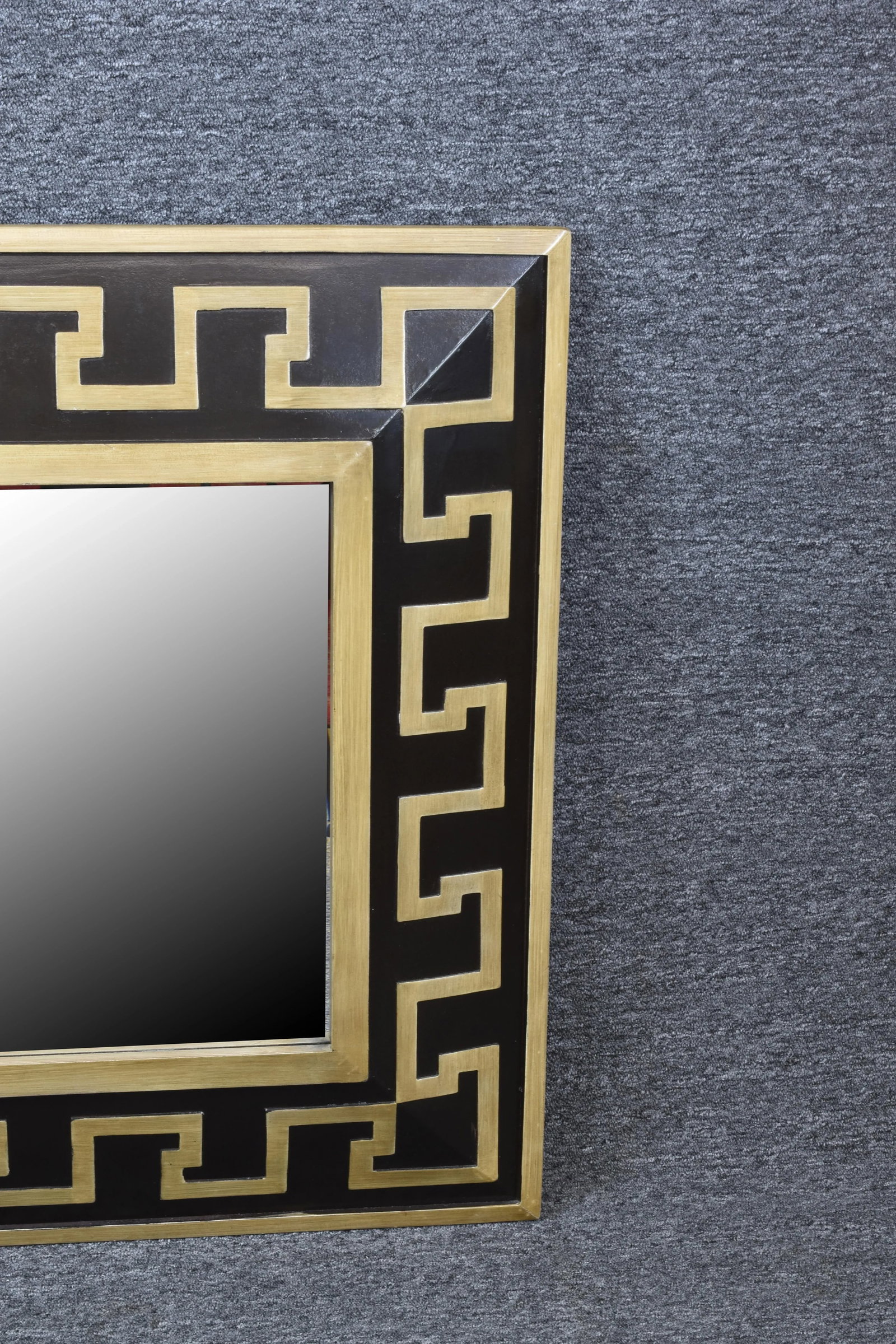 Black Carved Greek Key Accent Beveled Mirror by Sterling - 8