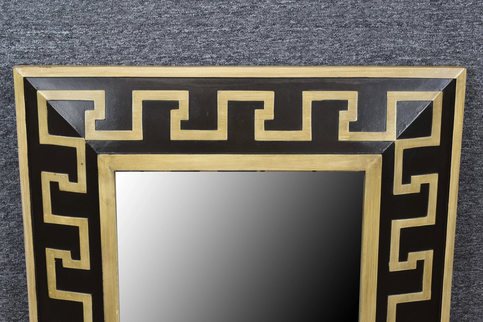 Black Carved Greek Key Accent Beveled Mirror by Sterling - 9
