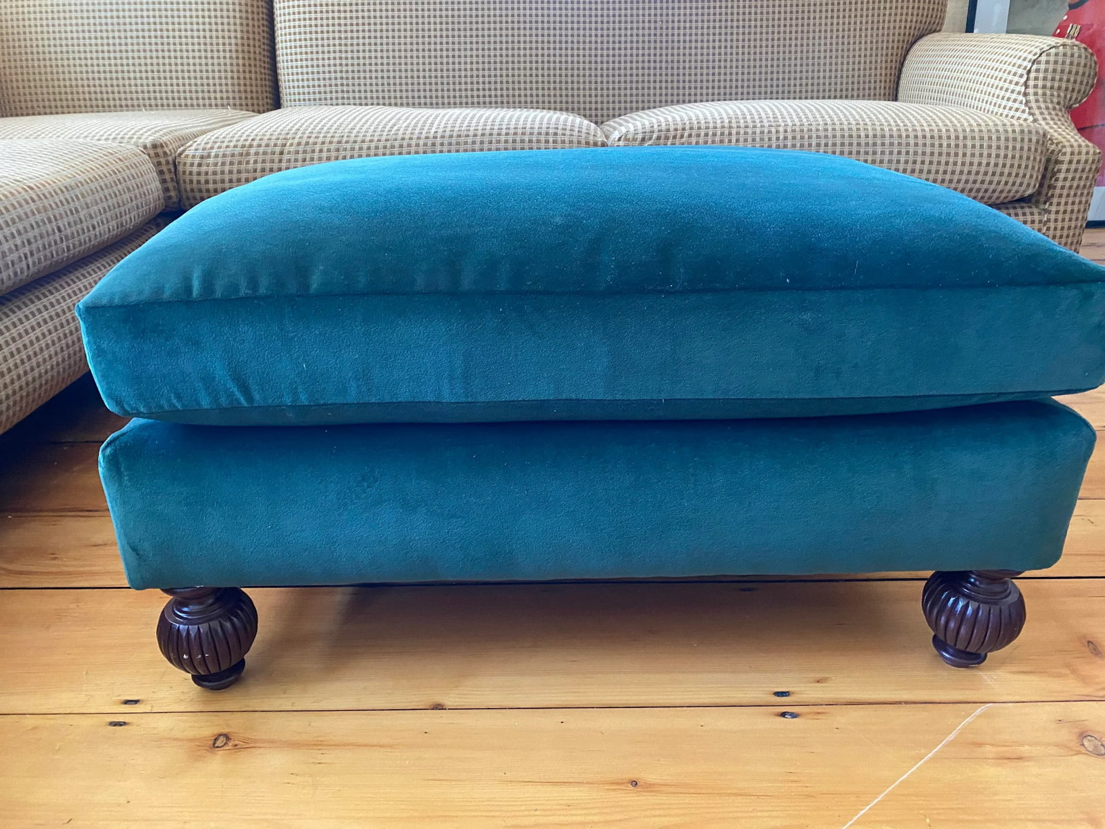 Oversized Custom Evergreen Velvet Ottoman - 2