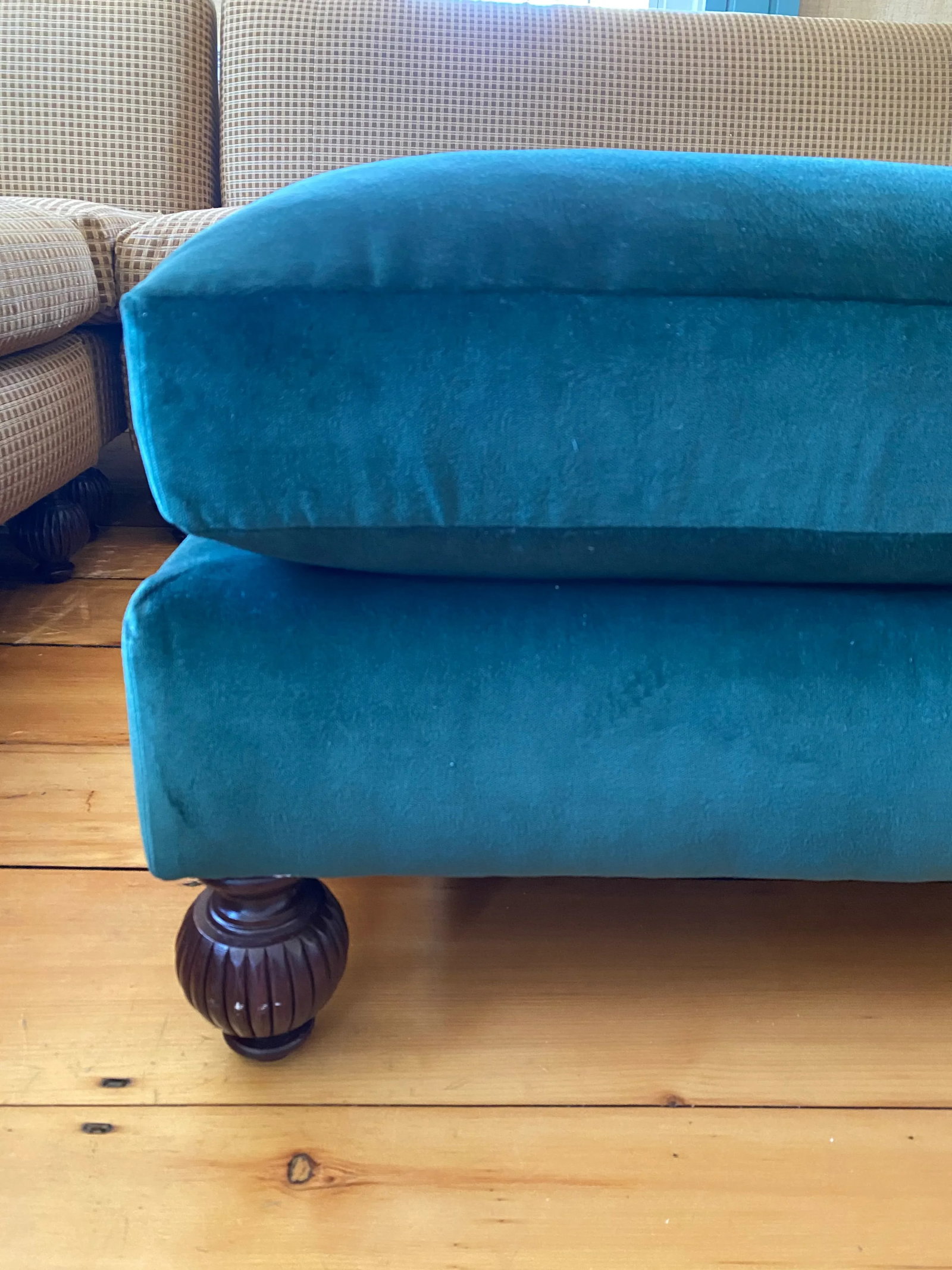Oversized Custom Evergreen Velvet Ottoman - 4