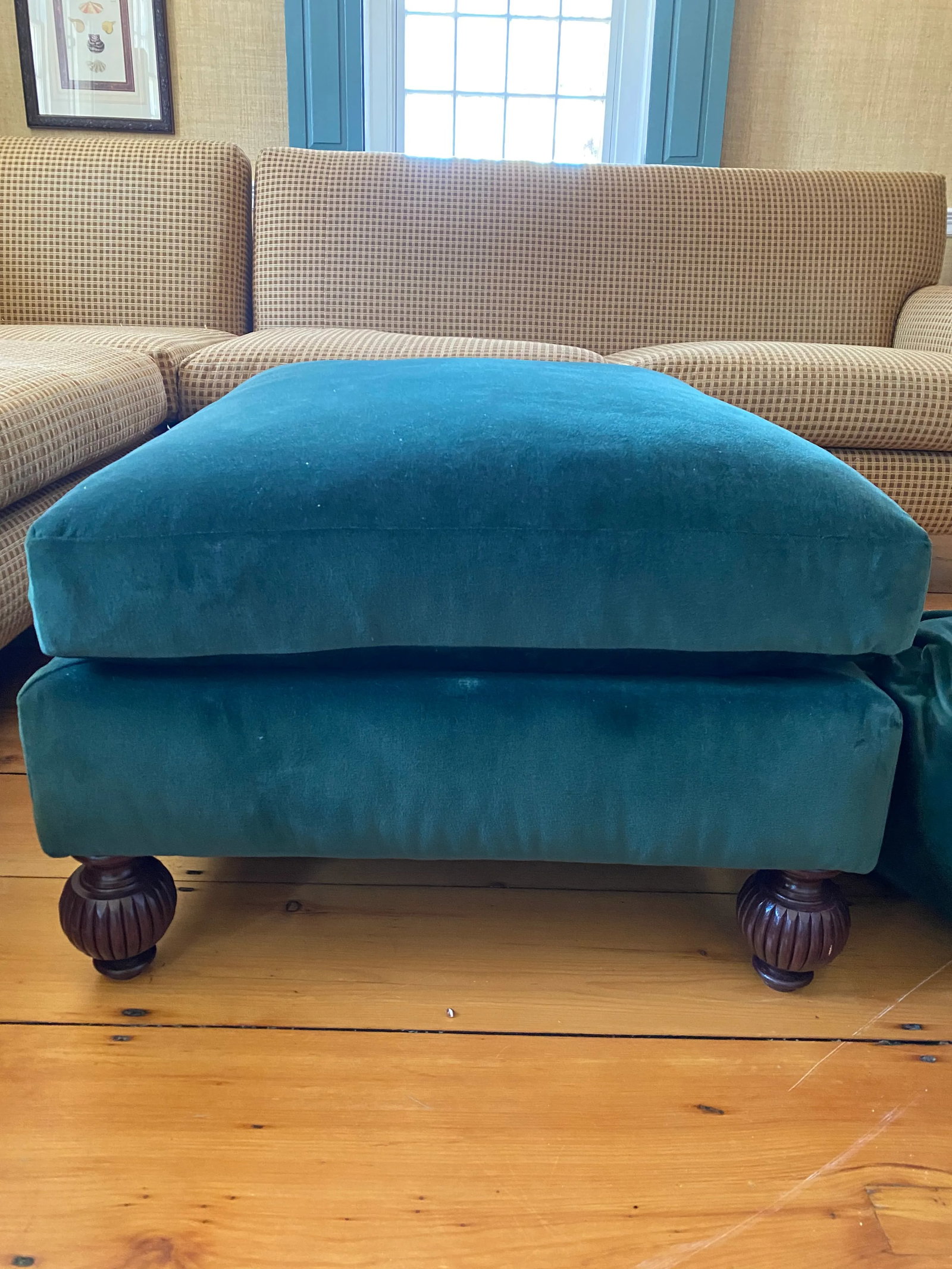 Oversized Custom Evergreen Velvet Ottoman - 5