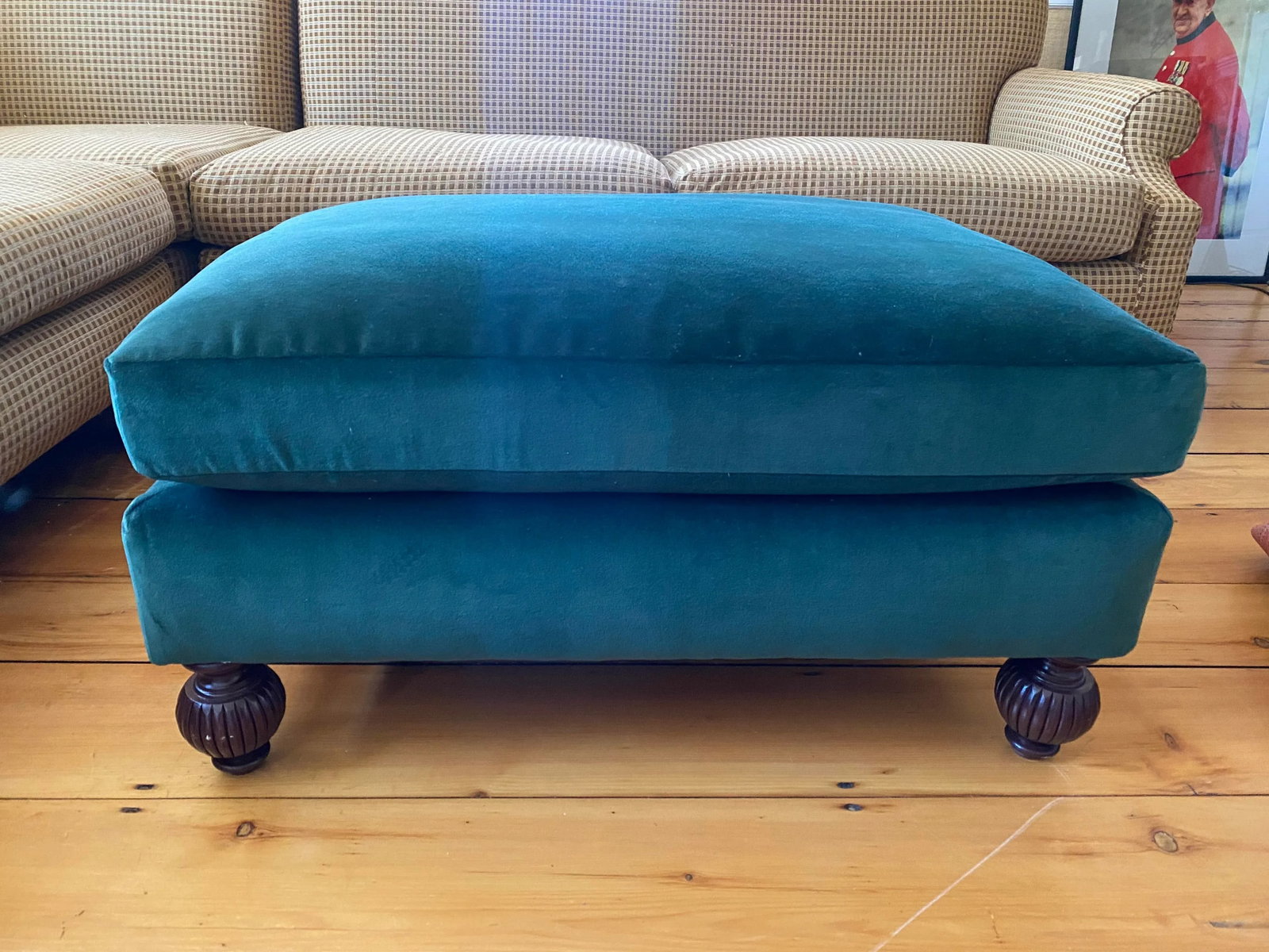 Oversized Custom Evergreen Velvet Ottoman - 6
