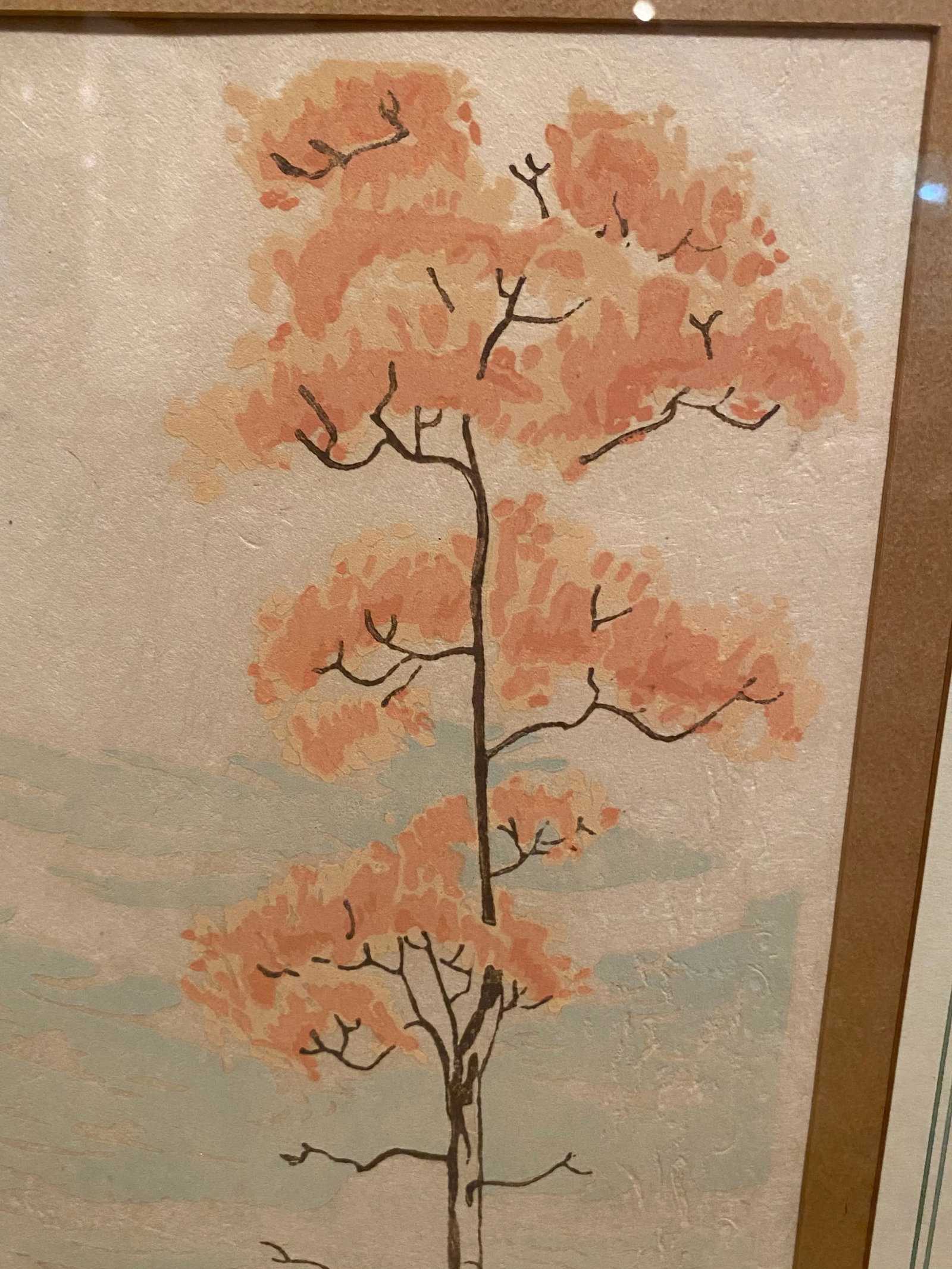 1940s "Autumn Aspens" Landscape Woodblock Print by Glenn Wheete, Framed - 3