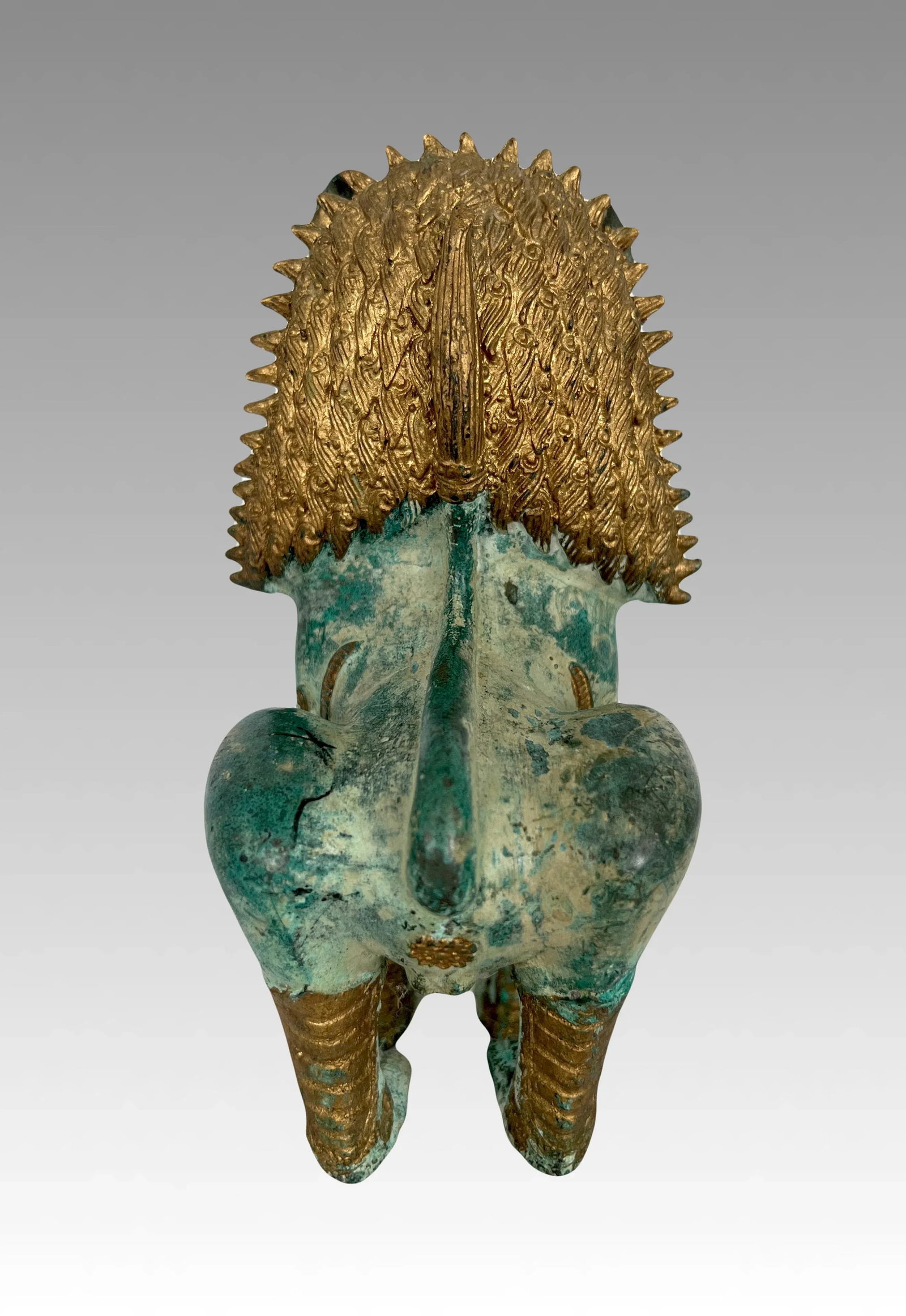 Khymer Singha Gilt Temple Guardian Lion Statue (Thai) - 5